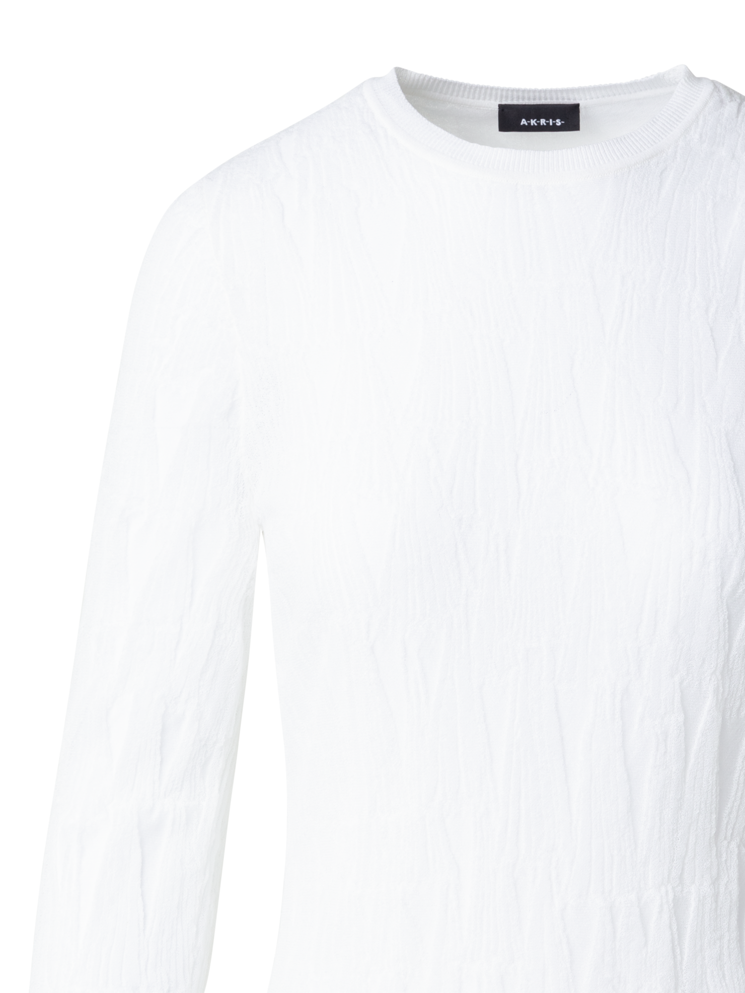 Designer Asagao Knit Sweater with Semi-Sheer Sleeve - ecru