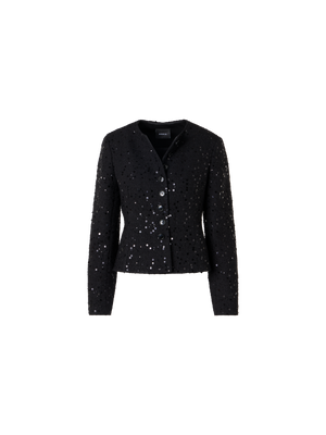 Designer Kelis Jacket in Cotton-Wool Tweed with Sequins - black