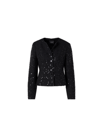Designer Kelis Jacket in Cotton-Wool Tweed with Sequins - black