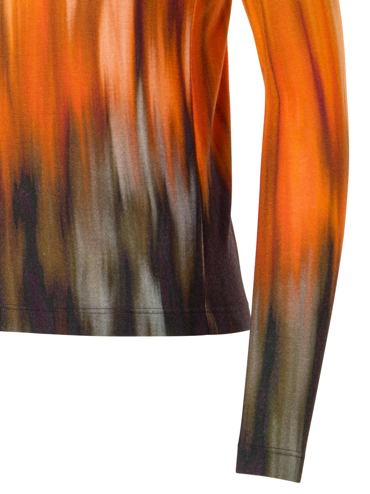 Designer Cashmere Silk Shirt in Fuego Negro Print - black - orange - multicolor
