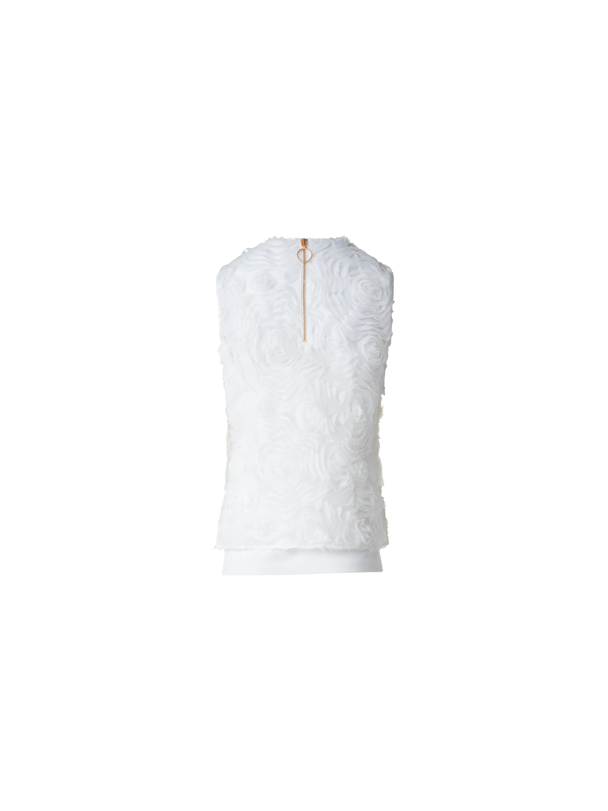 Designer Sleeveless Blouse with 3D Carnation Embroidery - neutral - ecru - white