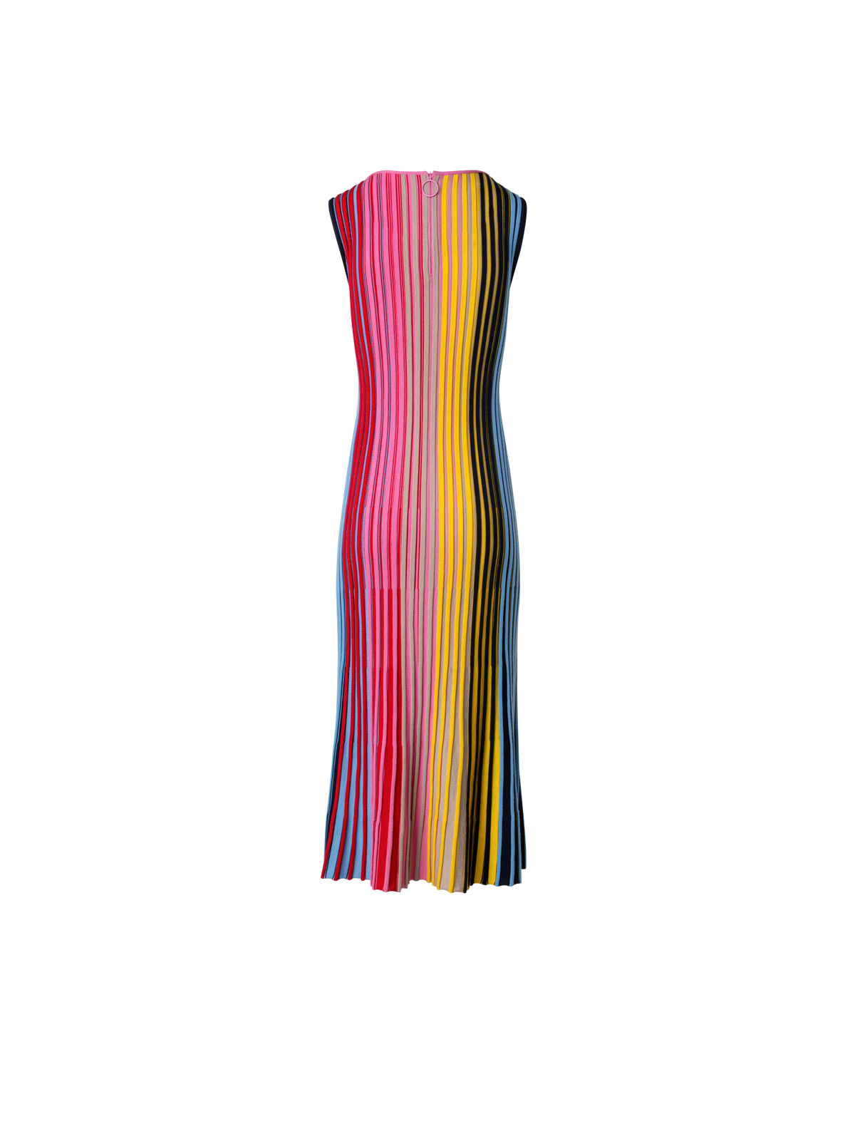Designer Sleeveless Merino Wool Knit Rib Dress - multicolor