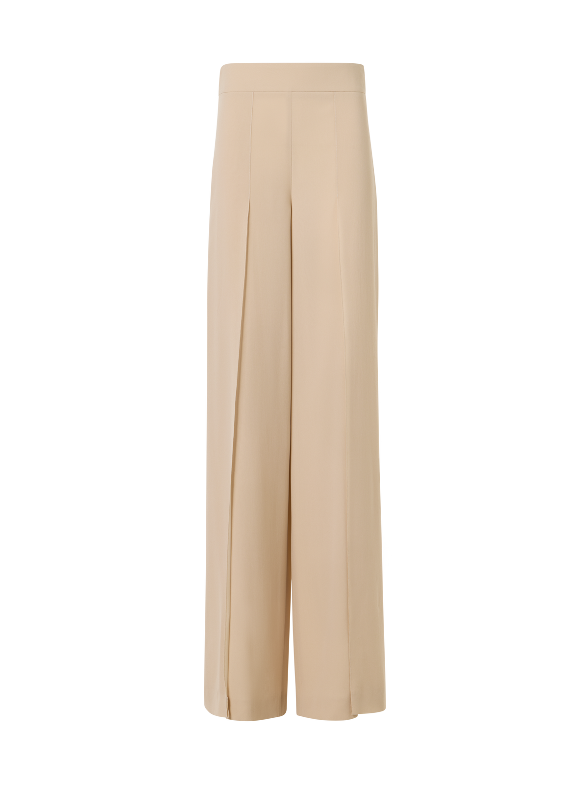 Designer Fellia Wide-Flared-Leg Pants in Silk Georgette - beige