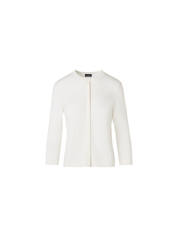 Designer Long-Sleeve Sea Island Cotton Knit Cardigan - ecru