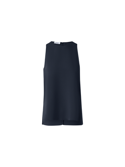 Designer Sleeveless Laser Cut Blouse - navy - blue