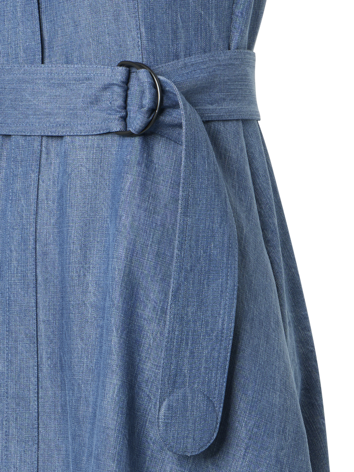 Designer Denim Shirt Dress with Eyelet Guipure - blue