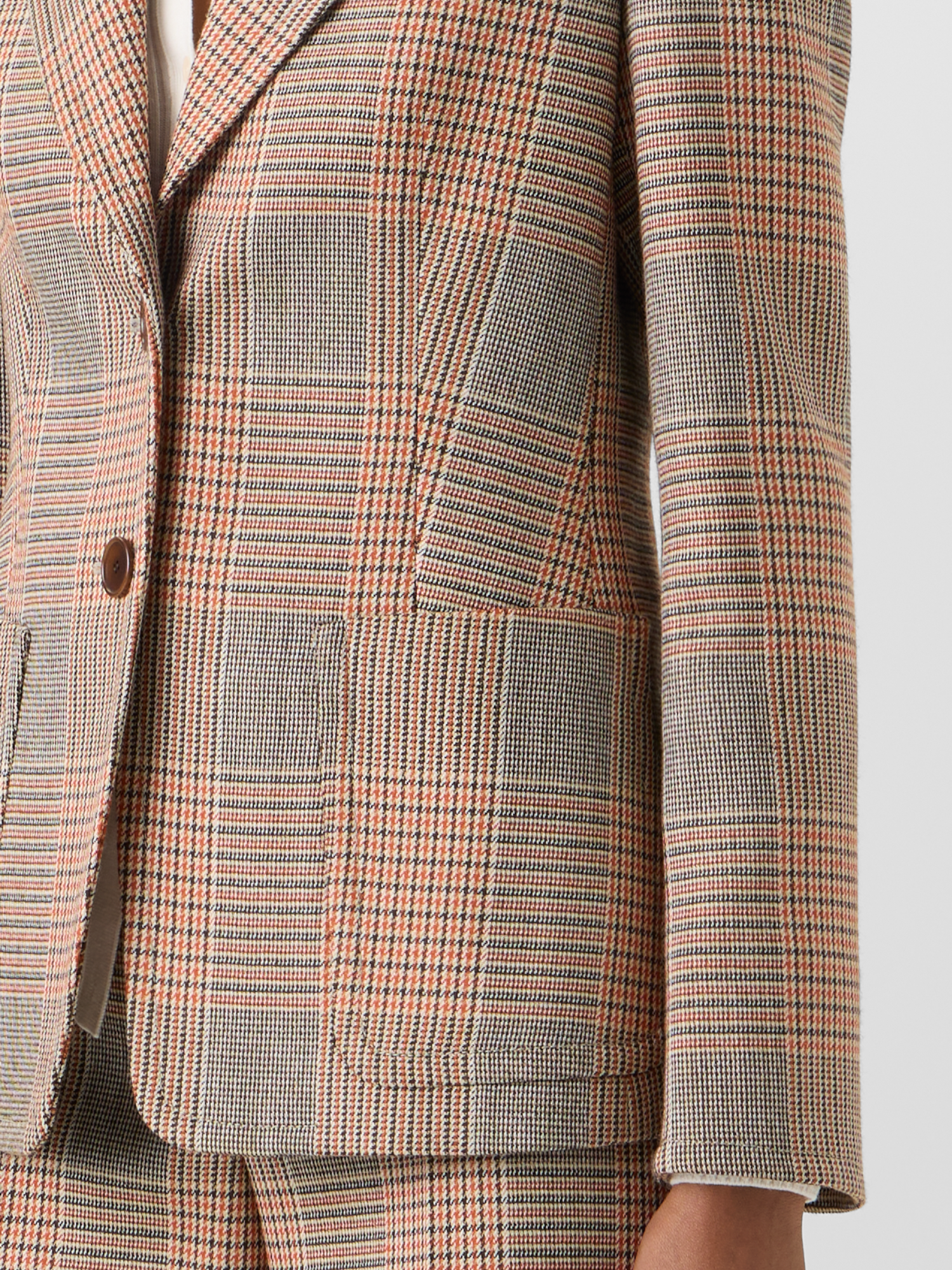 Designer Glen-Check Heavy Wool Twill Long-Sleeve Jacket - multicolor 