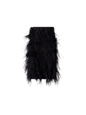 Designer Wool Double-Face Feathered Pencil Skirt - black - neutral