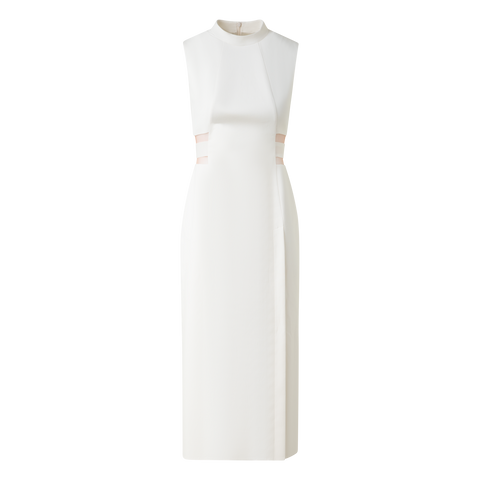 Waist Cut-Out Sheath Dress in Cotton Silk