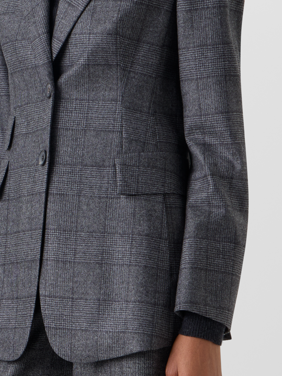 Designer Straight Wool Flannel Jacket in Prince of Wales - grey - multicolor - black 