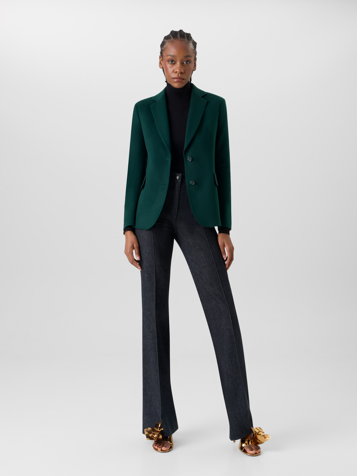 Designer Fitted Cashmere Double-Face Jacket - green #editorial