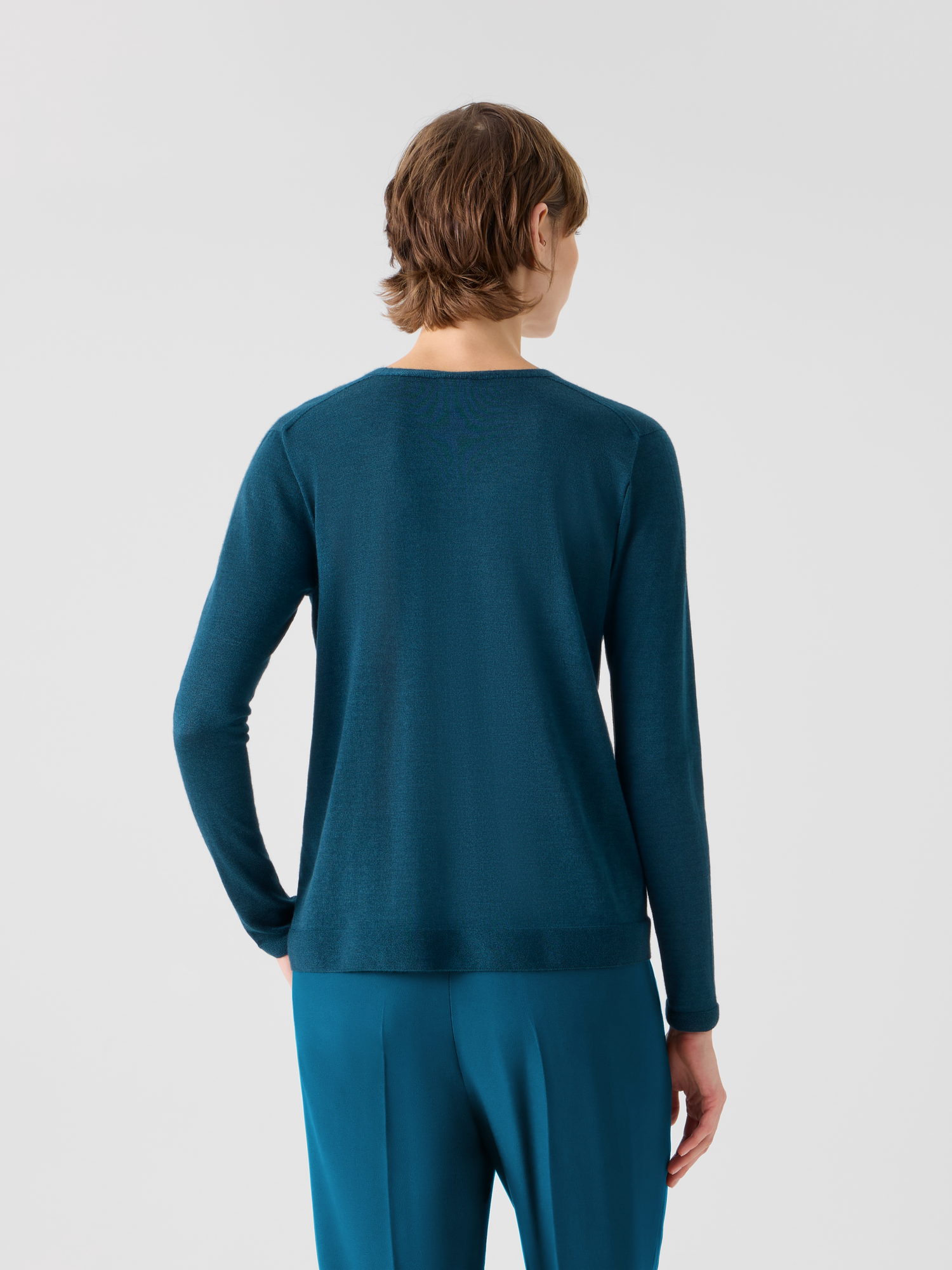Designer Seamless Cashmere Silk V-Neck Sweater - green