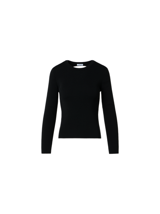 Designer Back Dot Cut-Out Merino Sweater - black