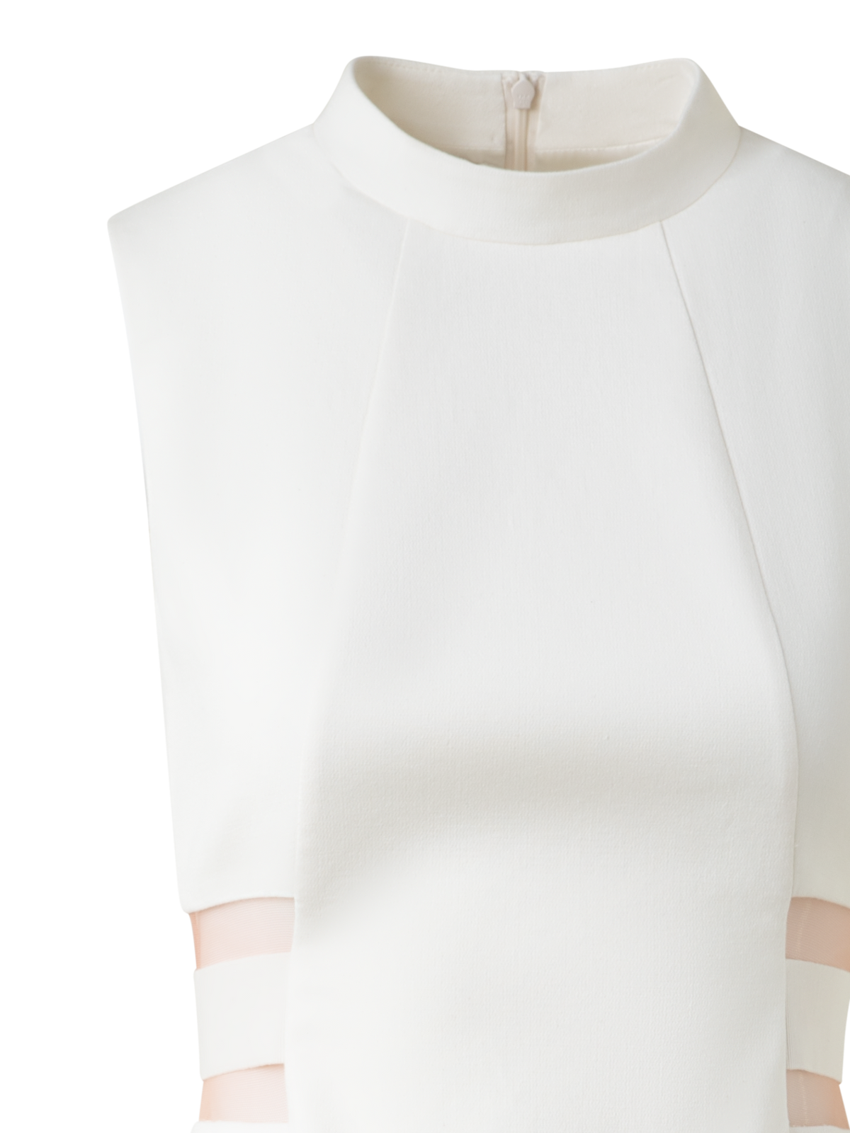 Designer Waist Cut-Out Sheath Dress in Cotton Silk - ecru - white
