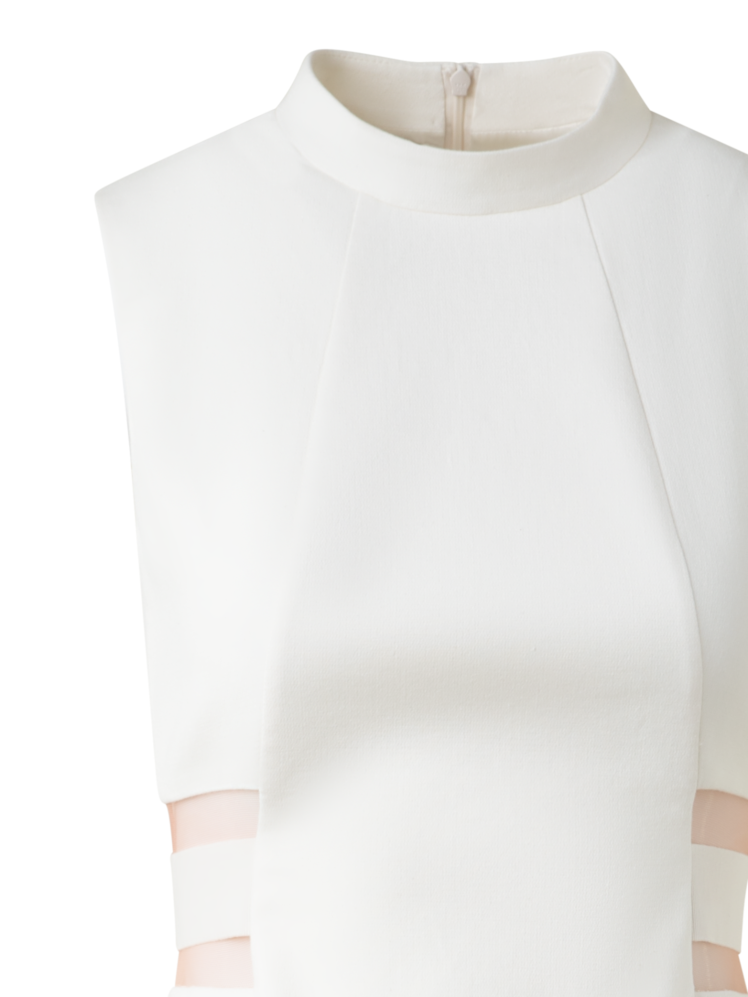 Designer Waist Cut-Out Sheath Dress in Cotton Silk - ecru - white