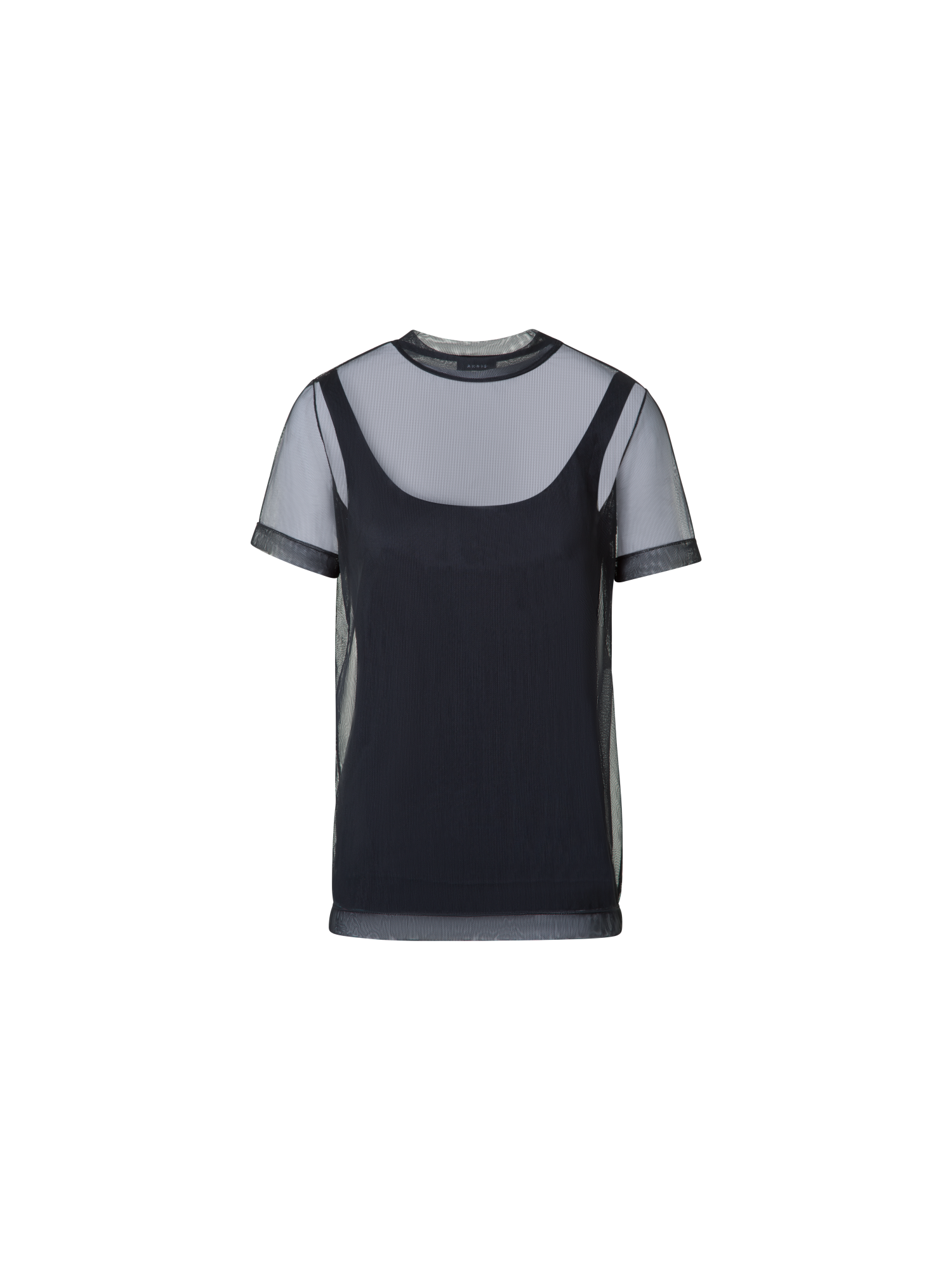 Designer Sheer Tulle T-Shirt with Tank Top - black - neutral