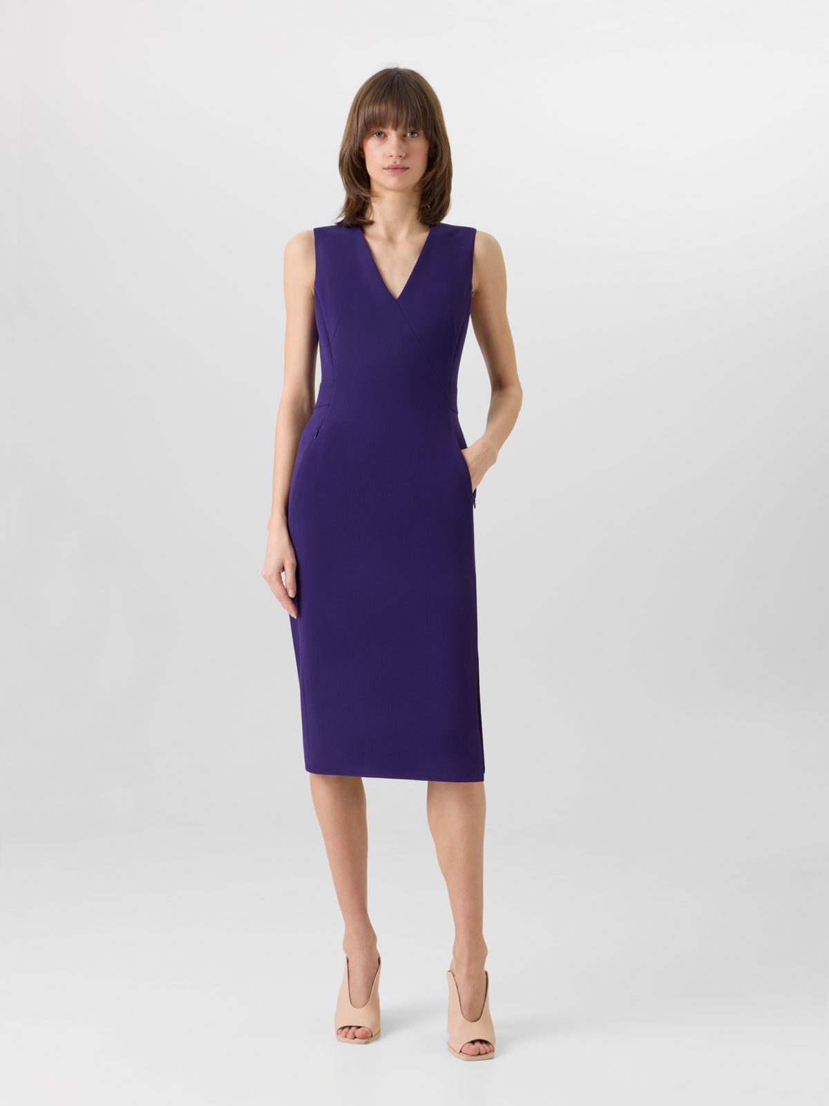 wool shift dress / JNBY Light Formal Dress Dark Blue / S it has subtle side COS Women's Merino Wool Buttoned