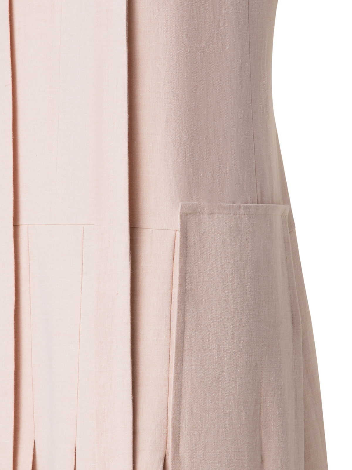 Designer Pleated Midi Dress in a Linen Wool Blend - neutral - pastel - beige