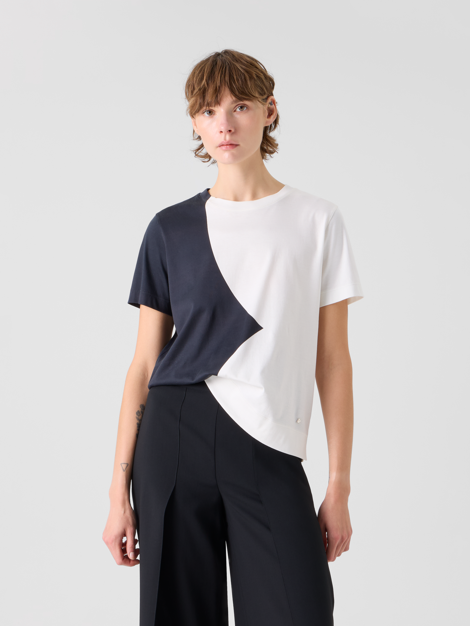 Designer Relaxed Cotton T-Shirt with Cloud Print - multicolor