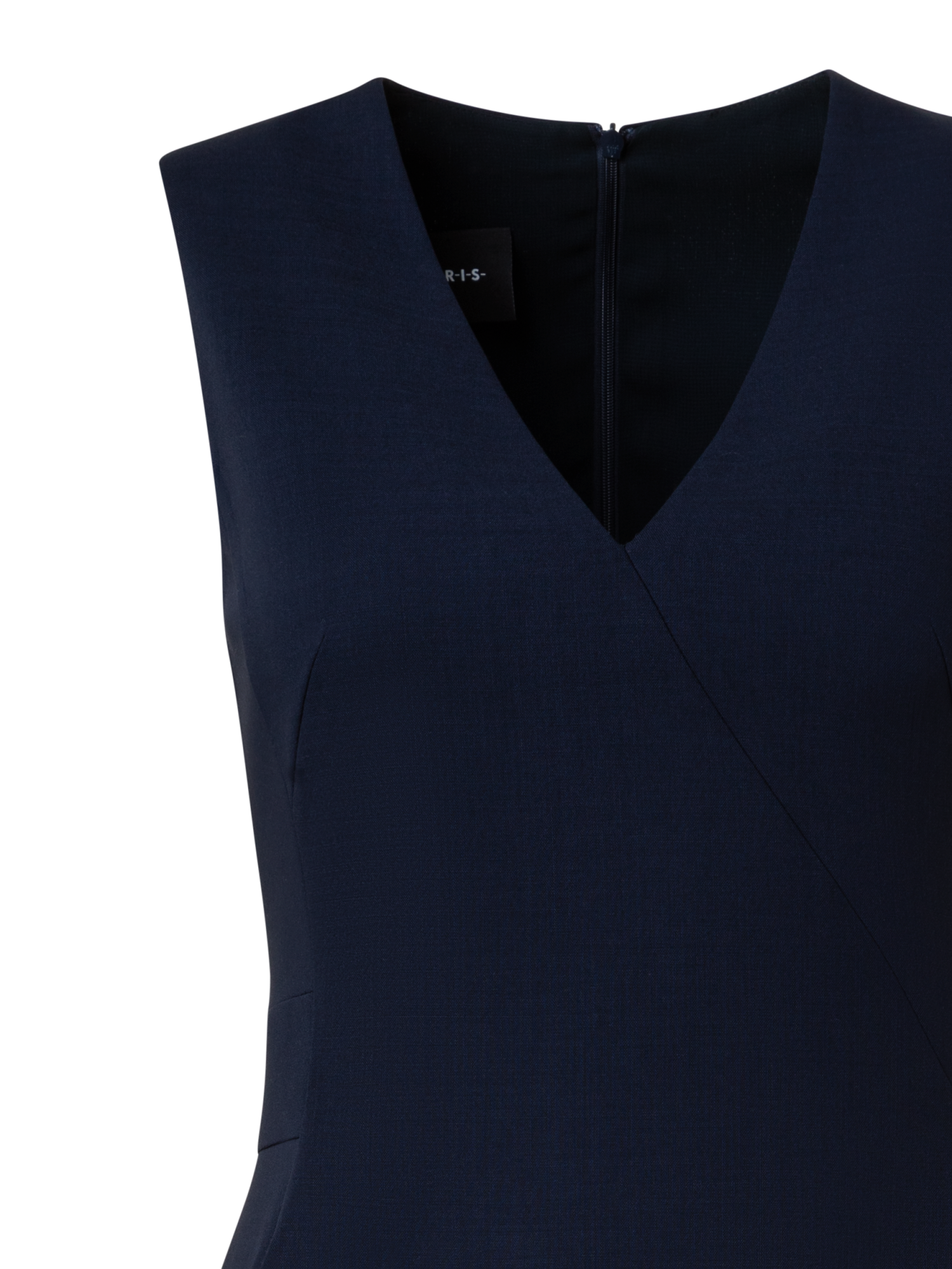 Designer Sleeveless Wool Double-Face Sheath Dress - navy - blue