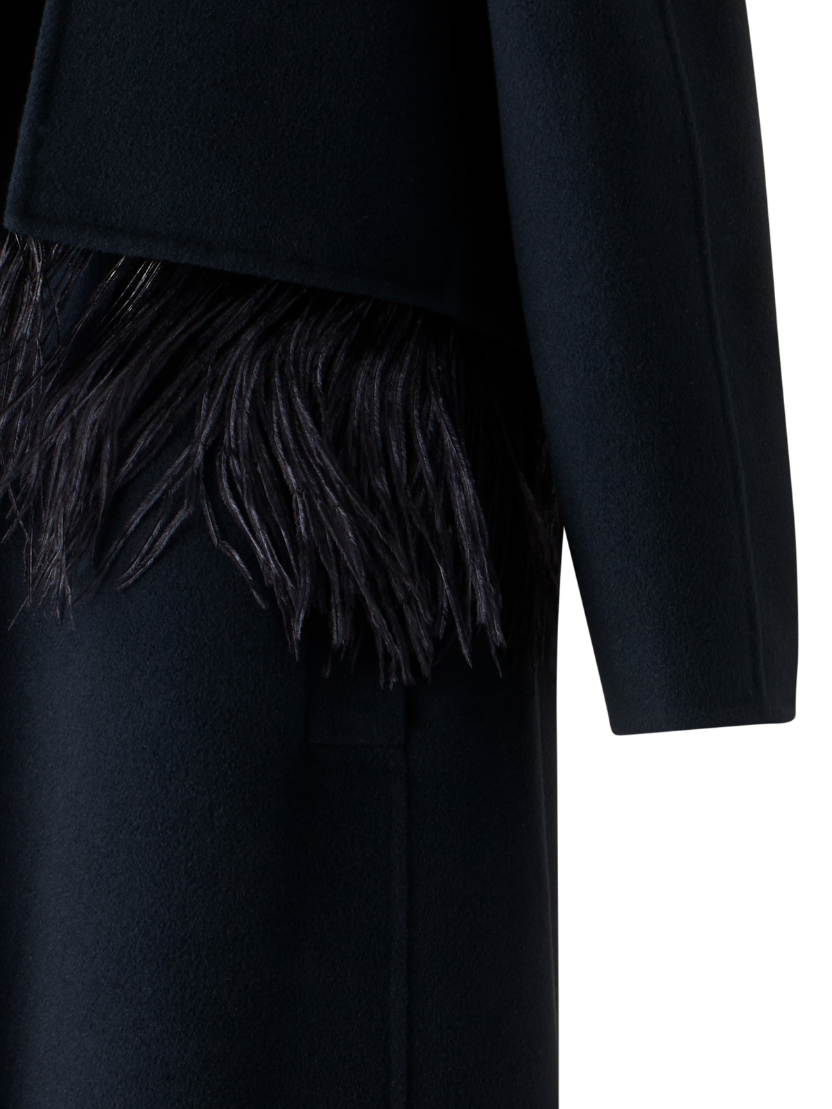 Designer Duo Coat - Vest and Bolero with Feather Detail - black - neutral