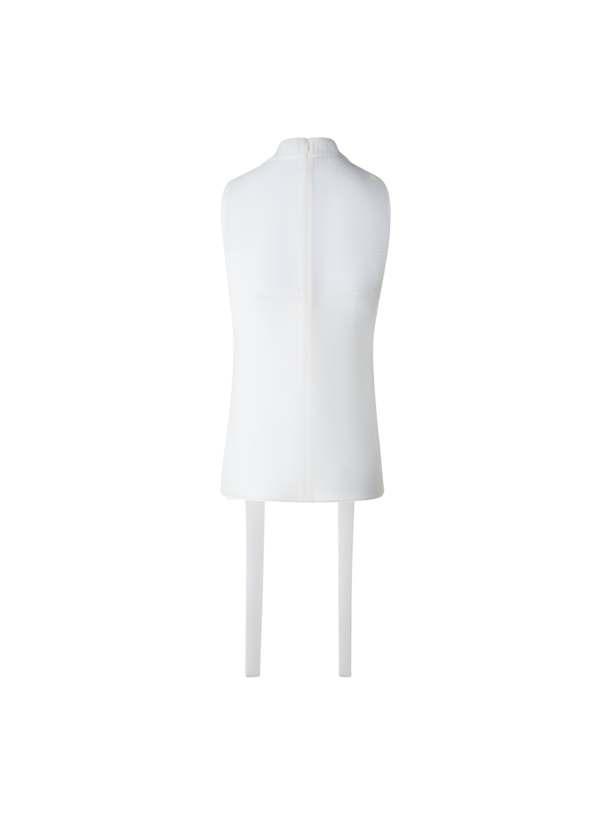 Designer Sleeveless Tie Neck Blouse in Techno Grid - neutral - white