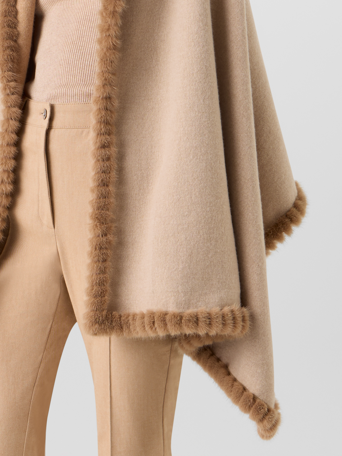Designer Cashmere Double-Face Knit CardiganCape - beige #editorial