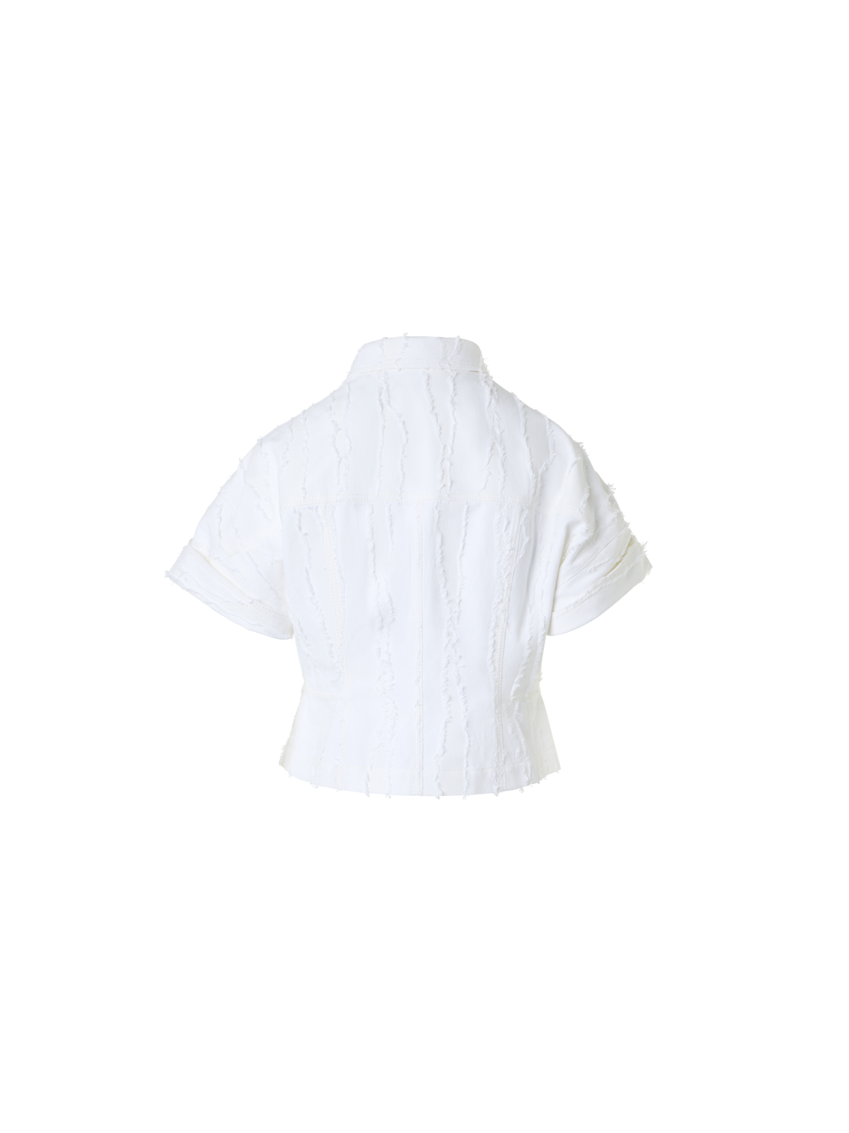 Designer Fringed Wave Jacquard Short Jacket - white