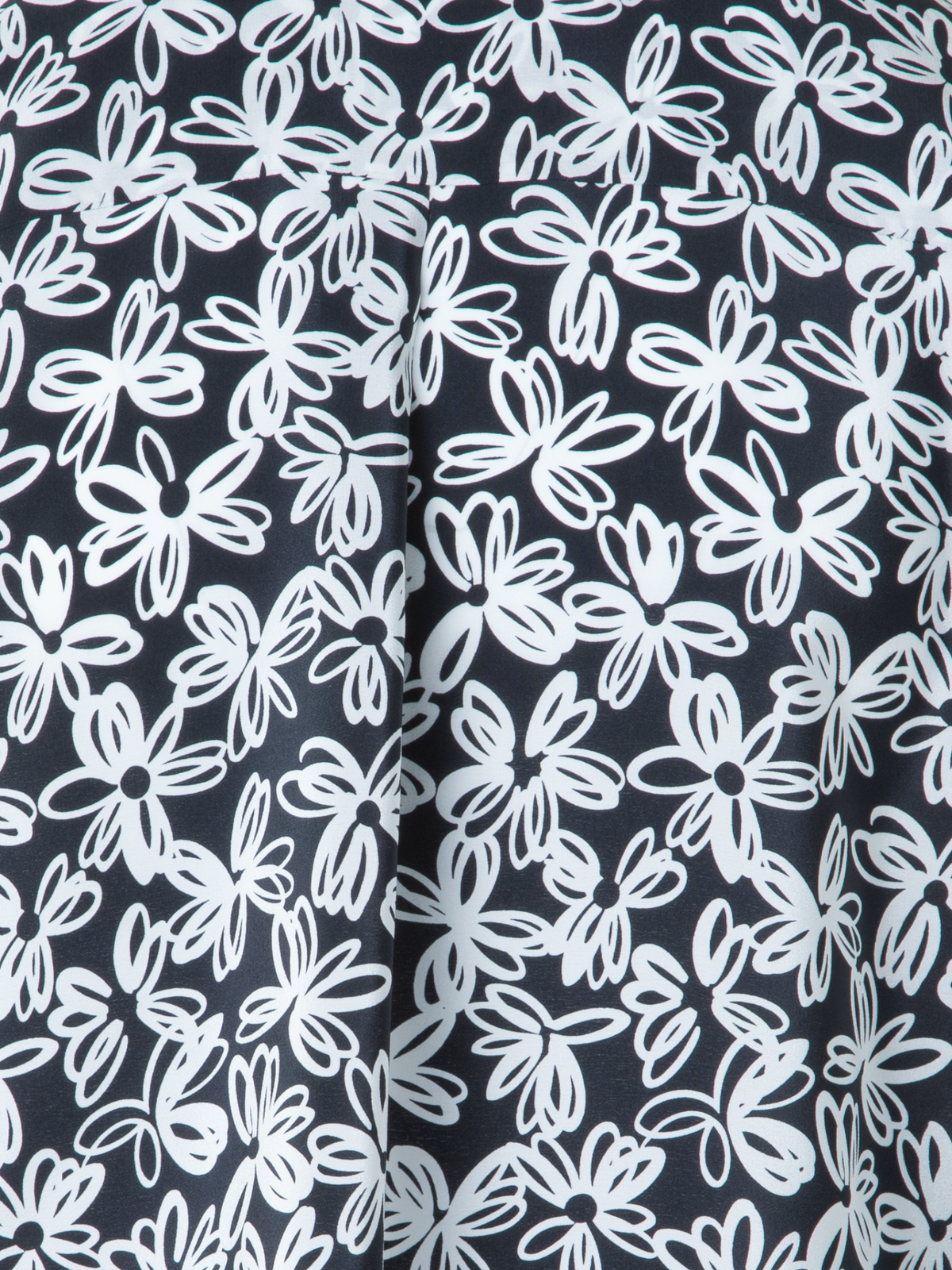 Designer Silk Blouse with Daisy Print - black - neutral - multicolor