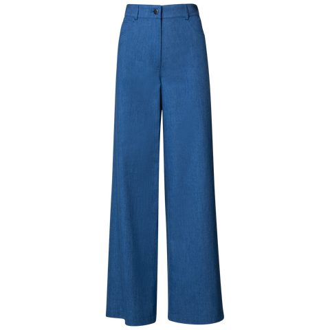 Wide Washed Cotton Lyocell Denim Pants