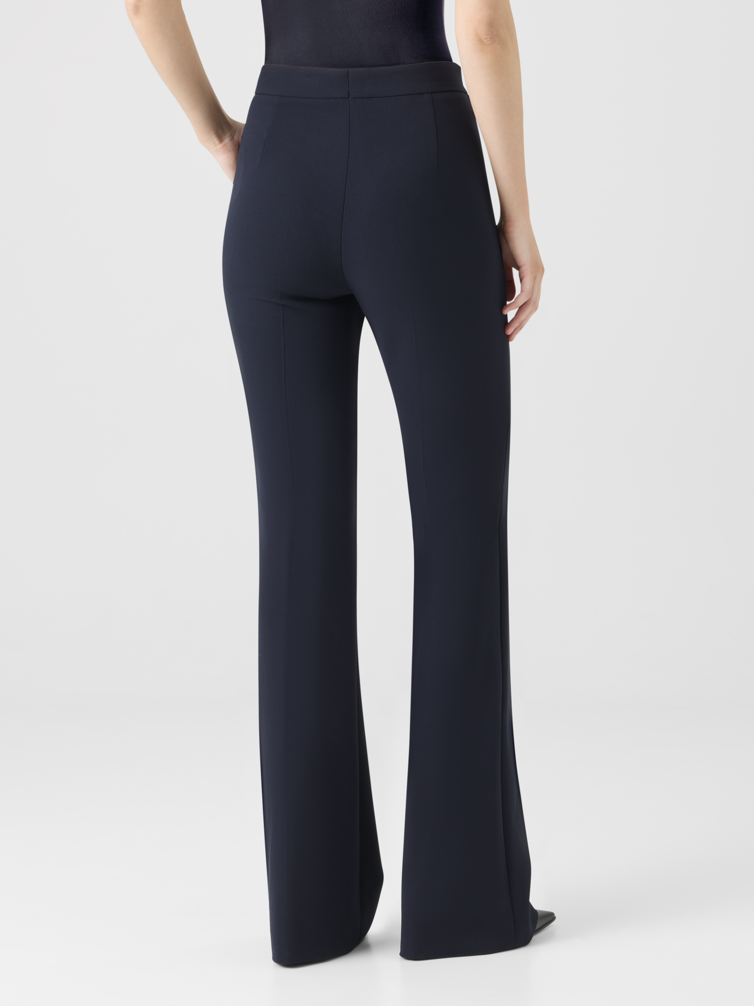 Designer Bootcut Wool Bi-Stretch Pants - navy 