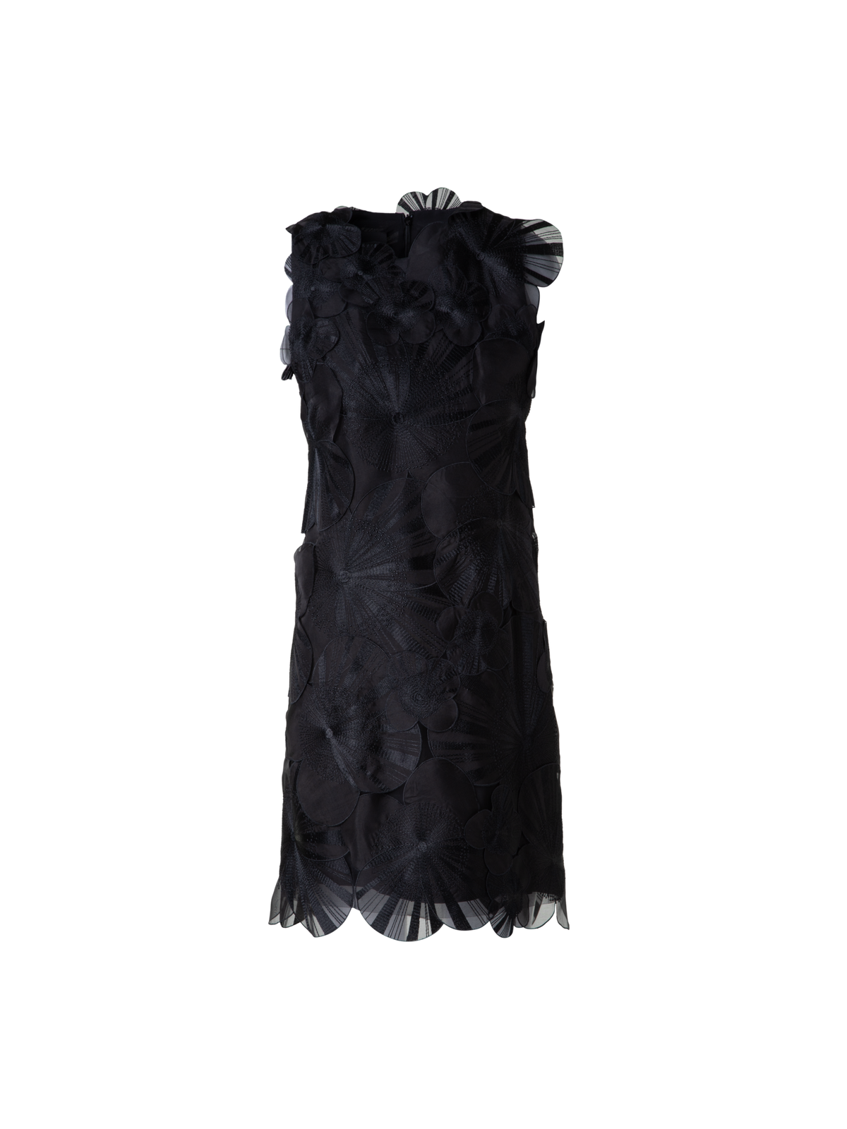 Designer Short Sheath Dress with Poppy Embroidery - black