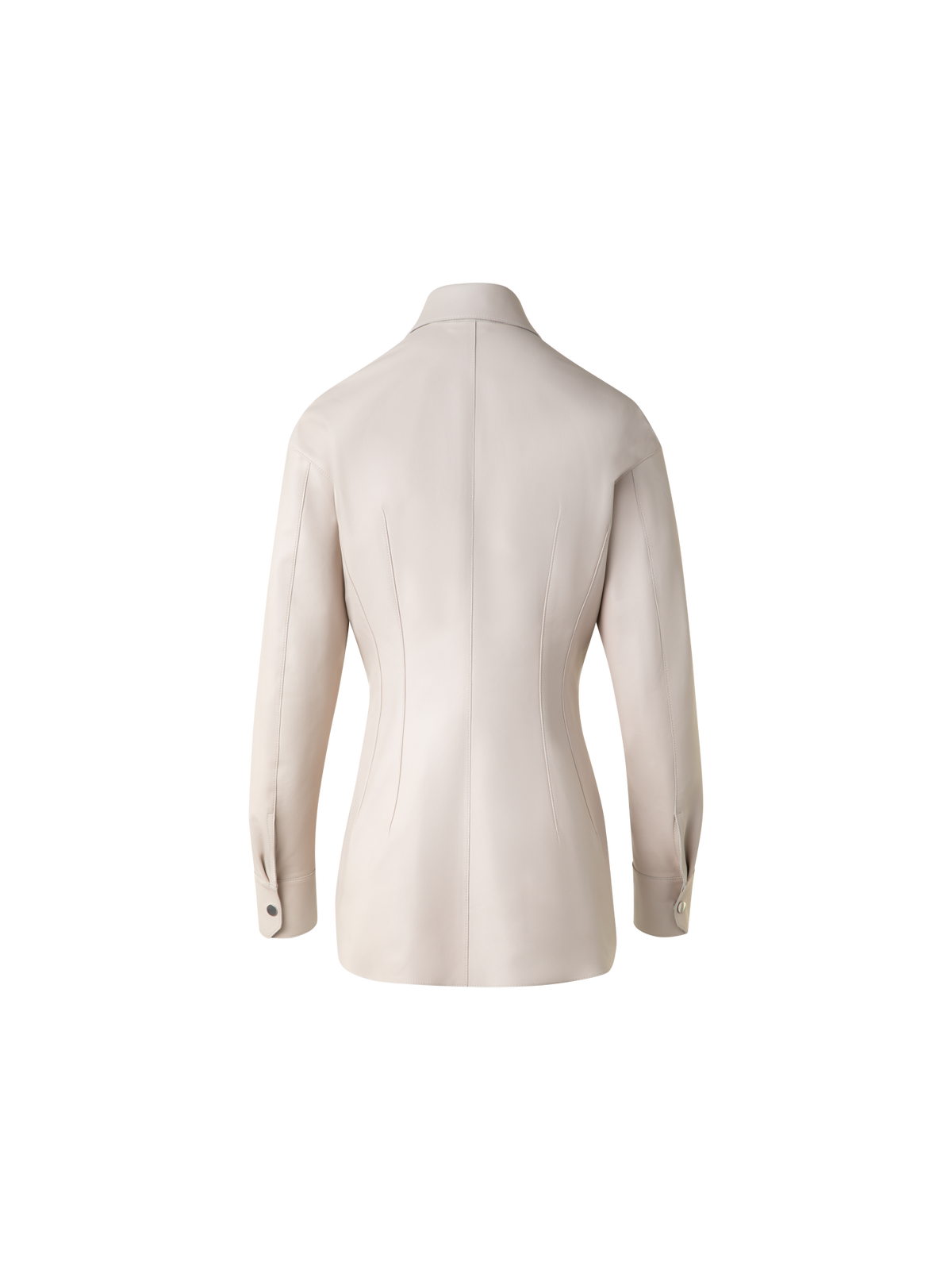 Designer Fitted Leather Blouse - neutral - pastel - beige