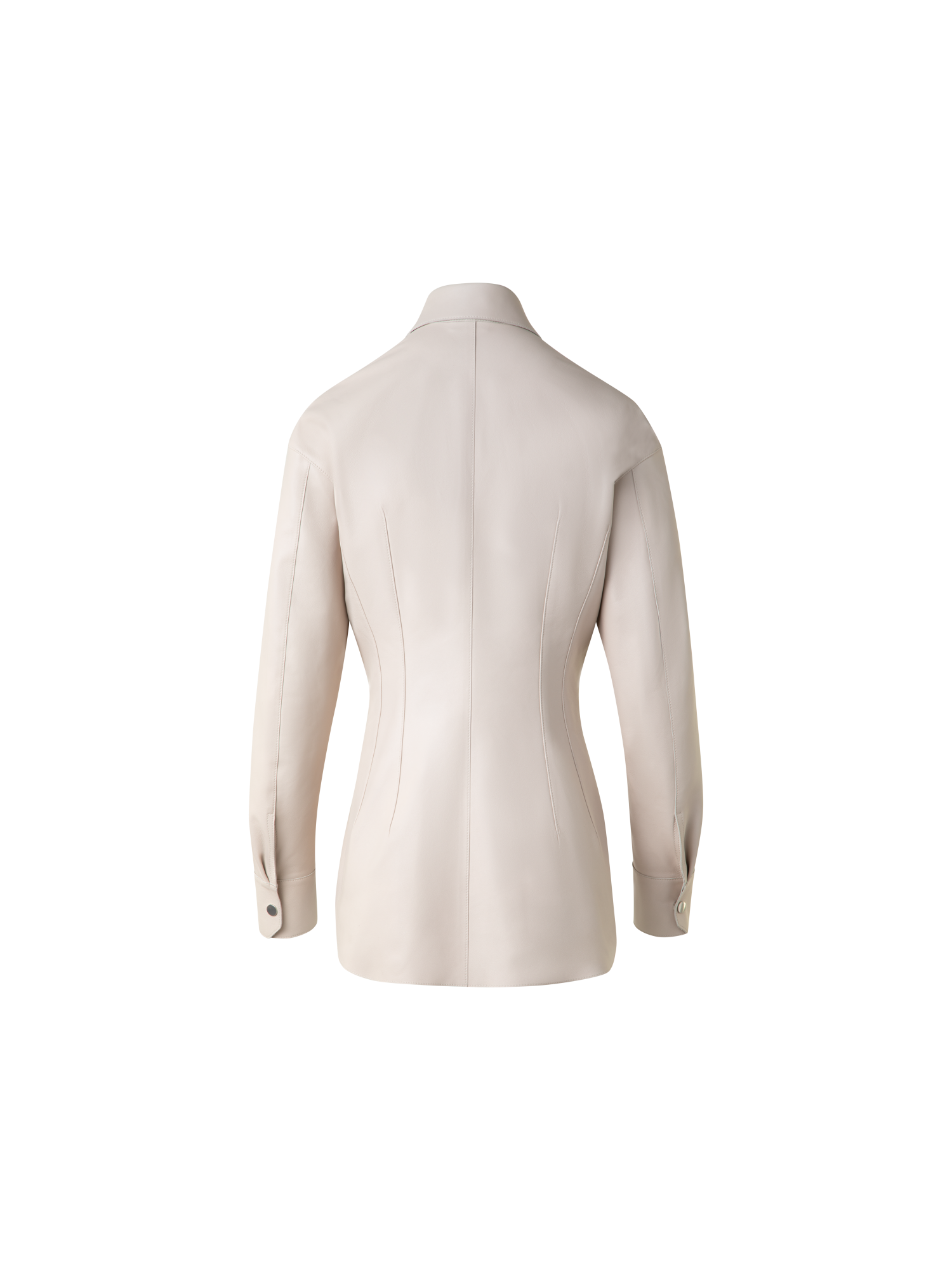 Designer Fitted Leather Blouse - neutral - pastel - beige
