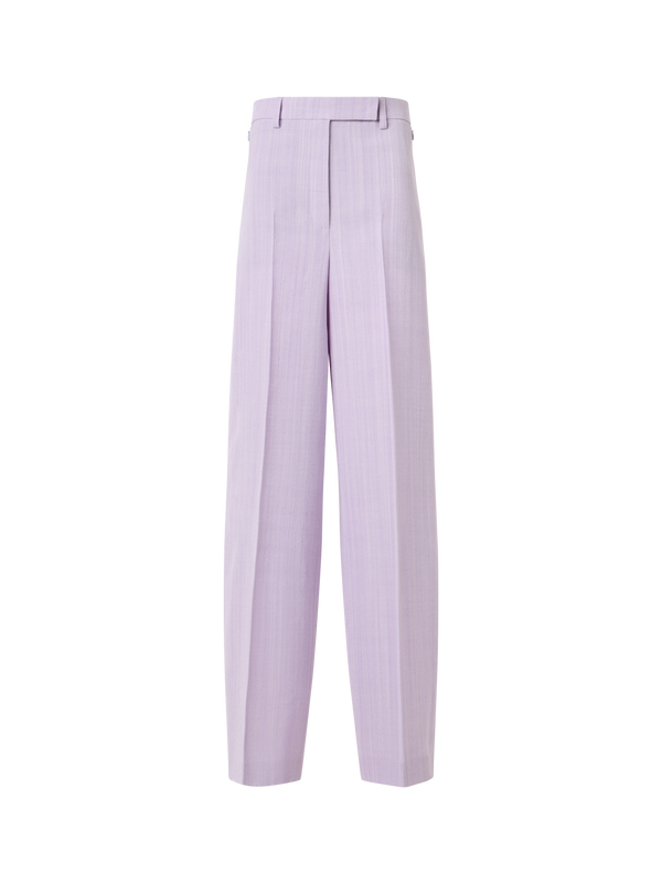 Designer Forest Wide-Straight-Leg Pants in Viscose-Silk Melange Twill - pastel