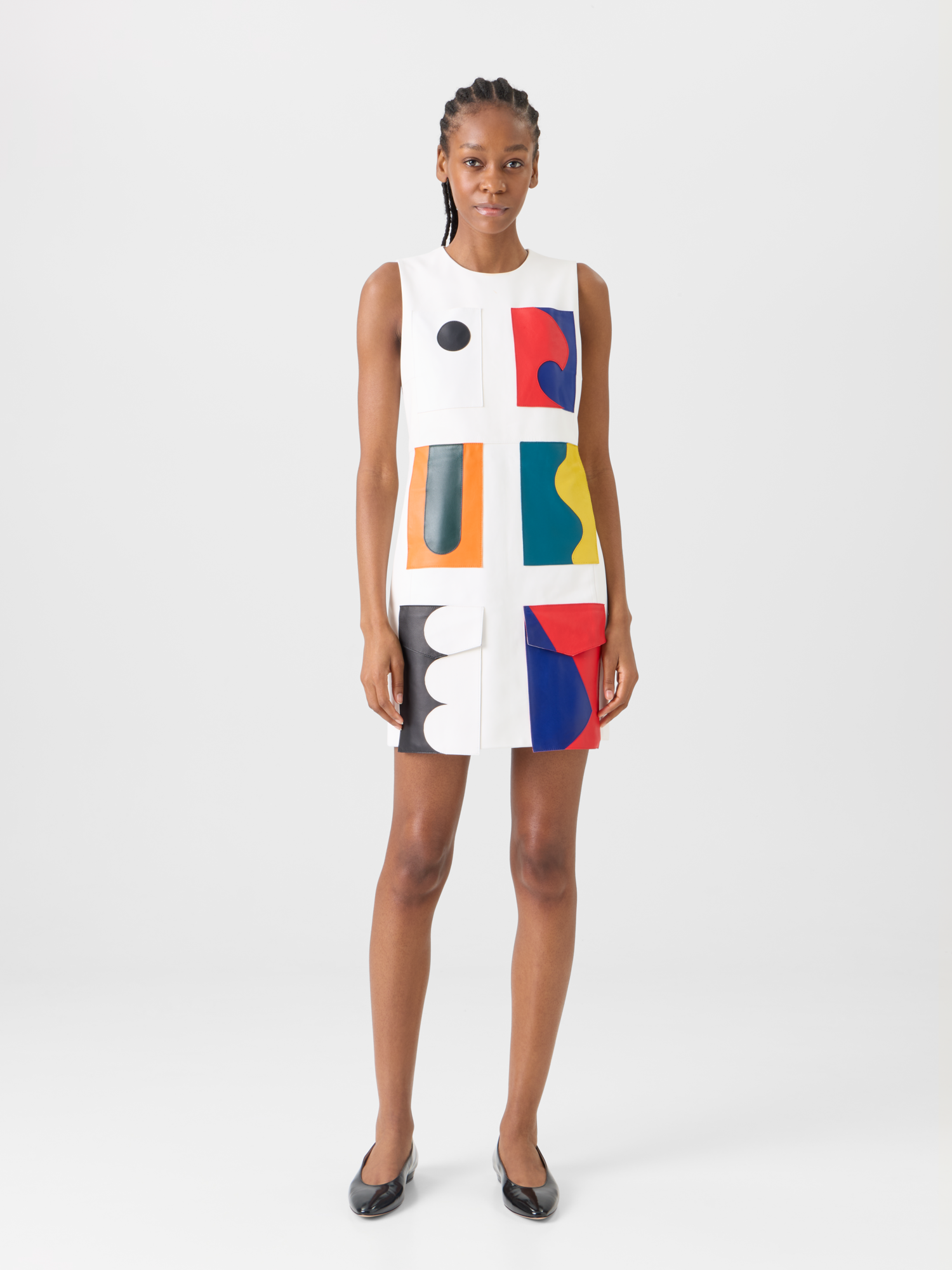 Designer Short Sheath Dress with Paravent Patchwork - multicolor 