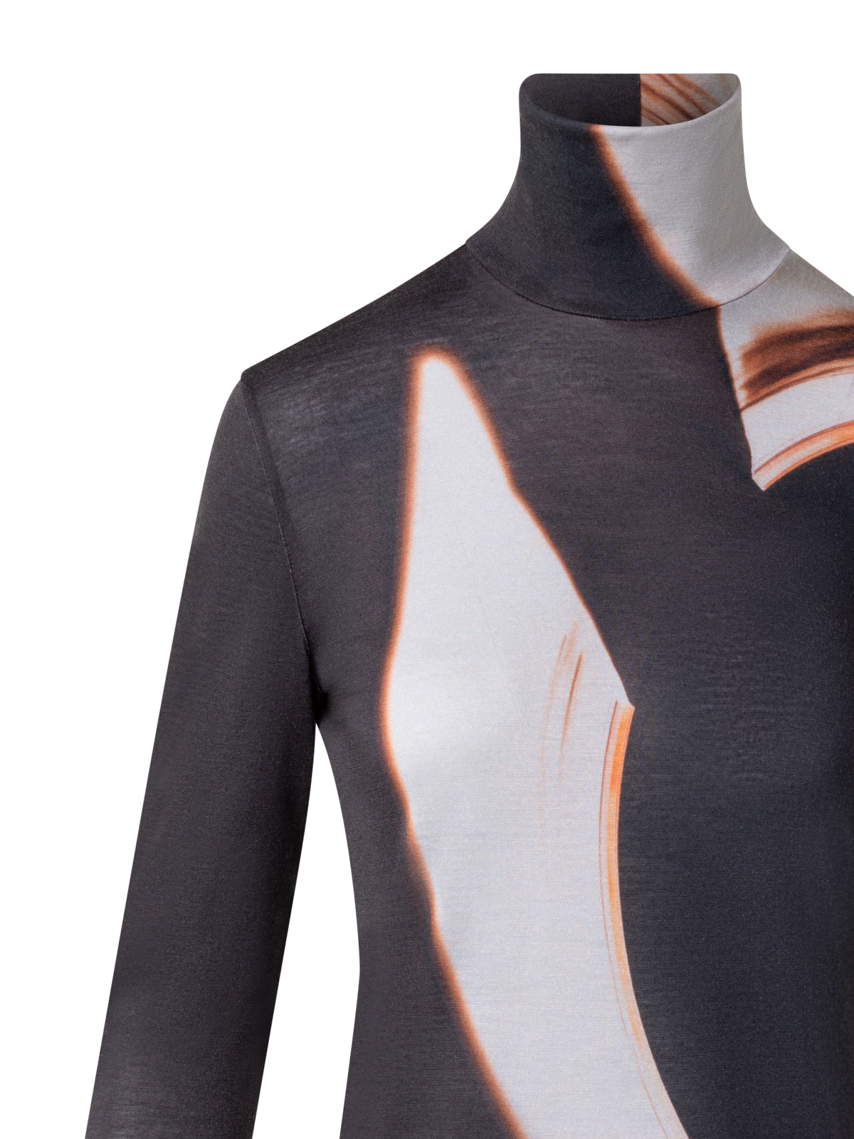 Designer Mock Neck Top with Mocca Loop Print - brown - multicolor