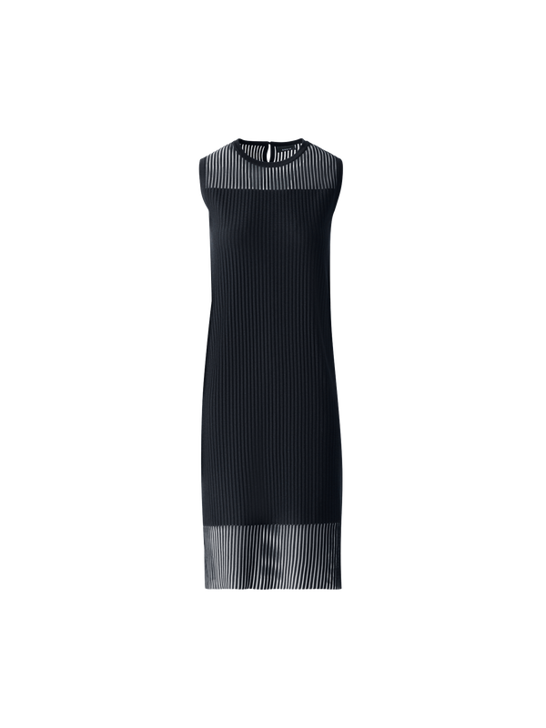 Designer Knit Dress in Semi-Sheer Silk Cotton - black - neutral