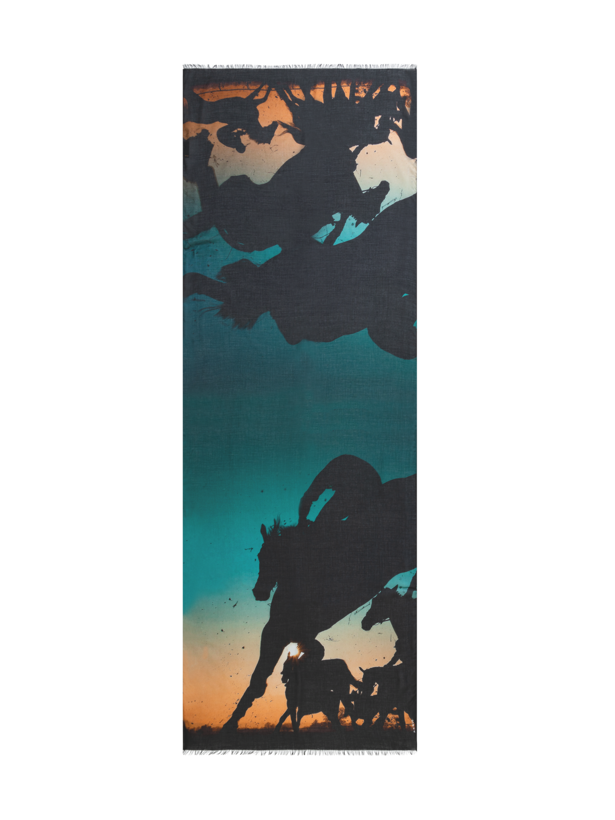 Designer Scarf Cashmere Silk Turf Print - multicolor