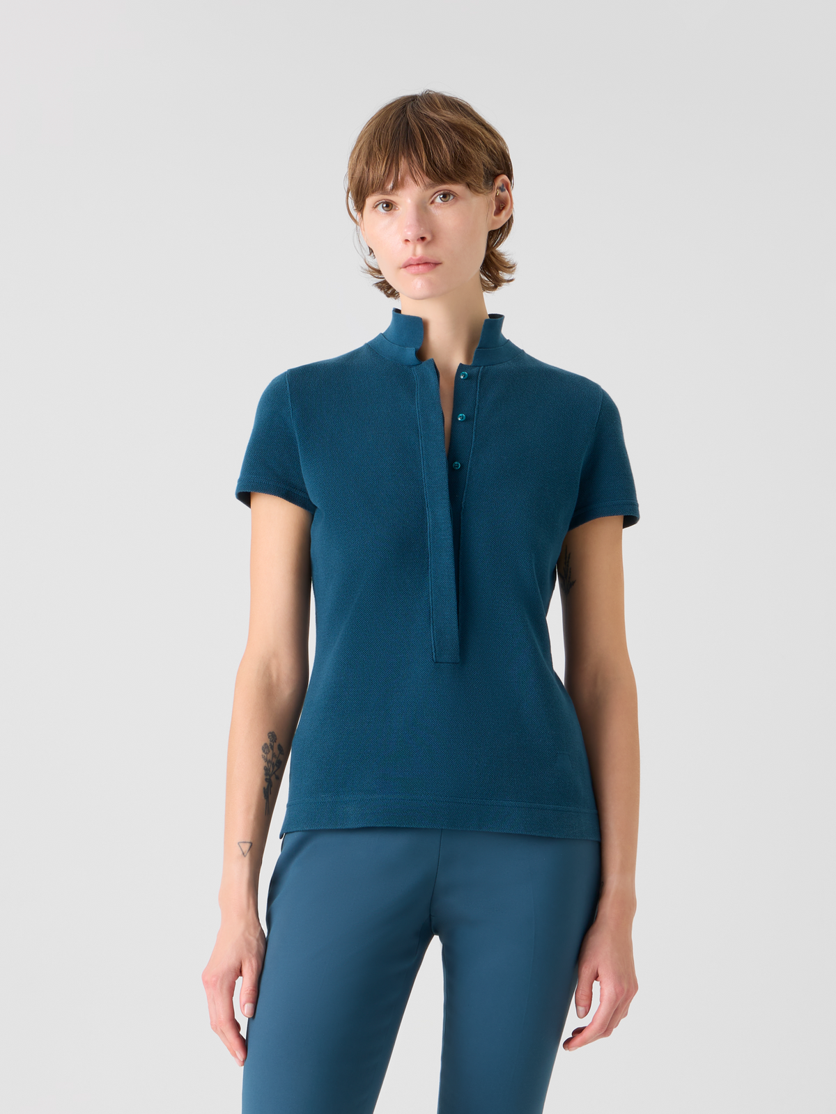 Designer Fitted Cotton Piqué Polo Shirt - green #editorial