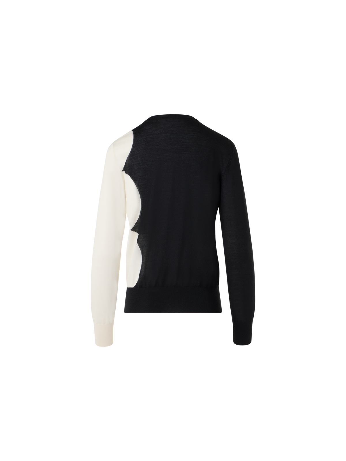 Designer Long Sleeve Cashmere Silk Cloud Intarsia Sweater - black