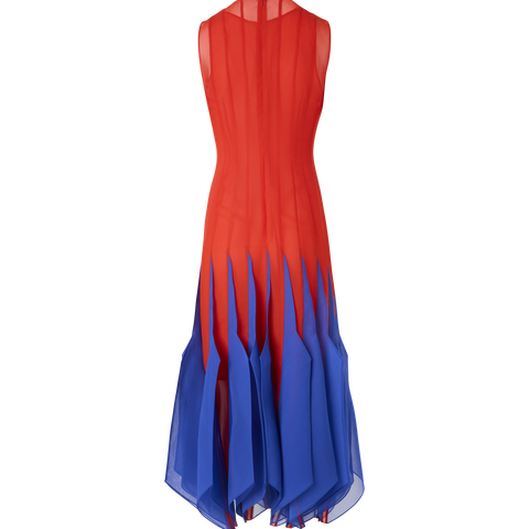 Silk Midi Dress with High Plains Insets