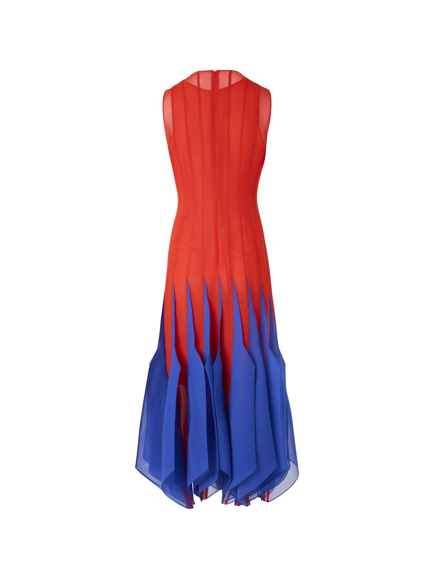 Designer Silk Midi Dress with High Plains Insets - multicolor - red