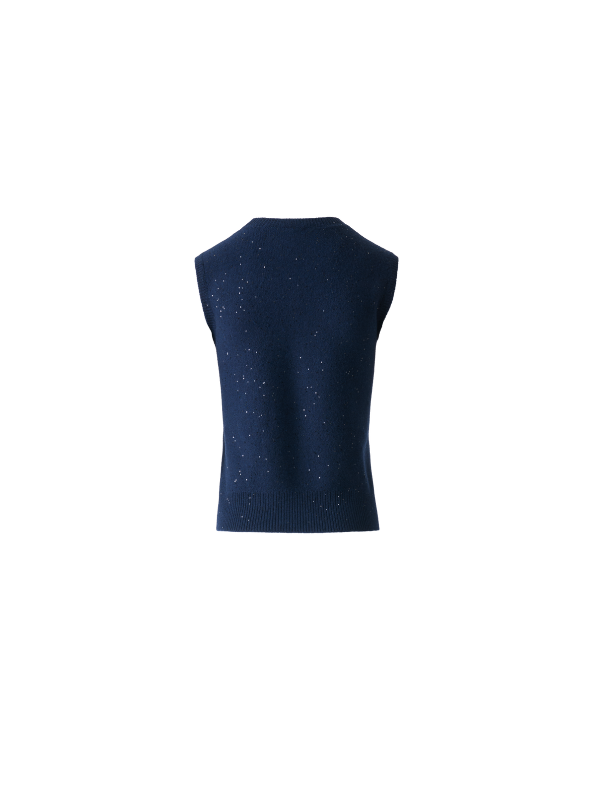 Designer Sequins Wool Cashmere Knit Top - neutral - navy - blue