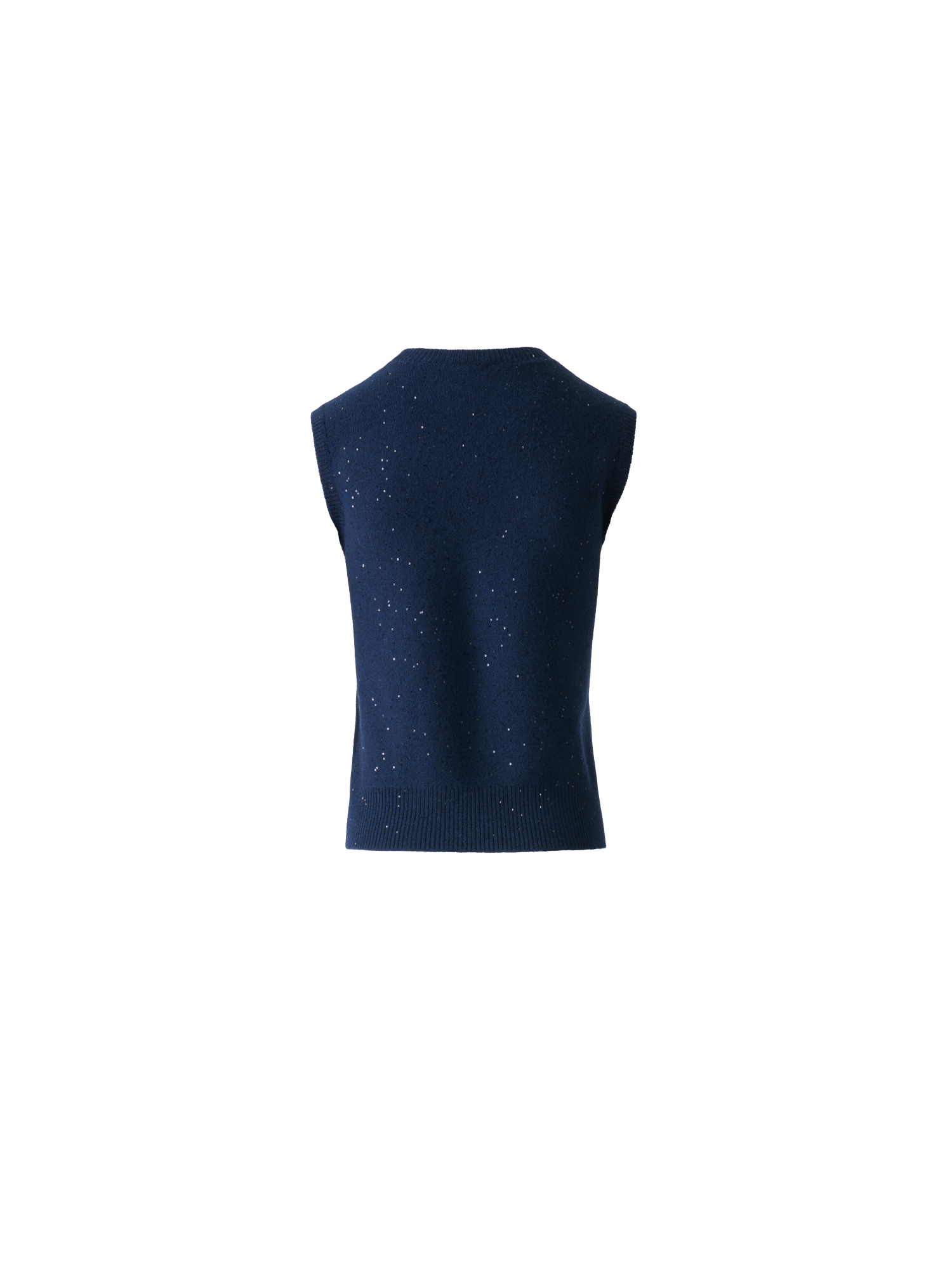 Designer Sequins Wool Cashmere Knit Top - neutral - navy - blue