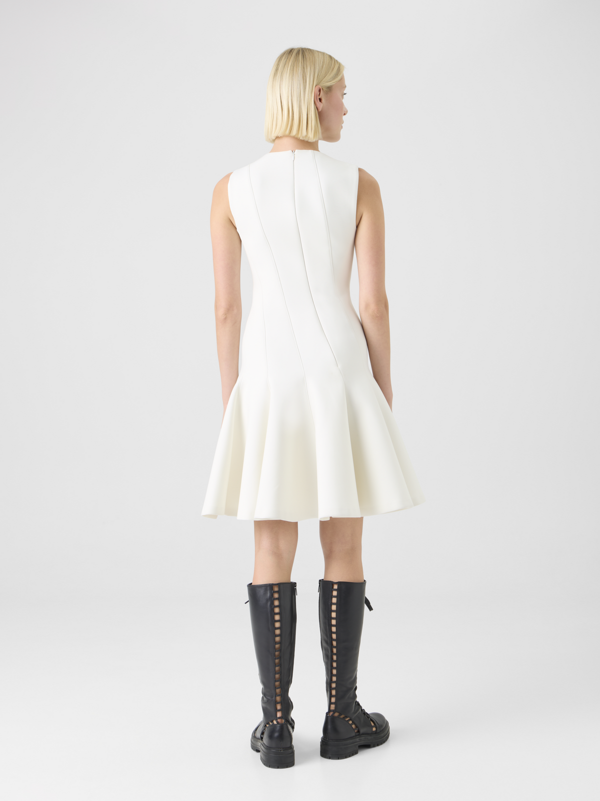 white sleeveless fit and flare dress White Sleeveless Fit and Flare Dress