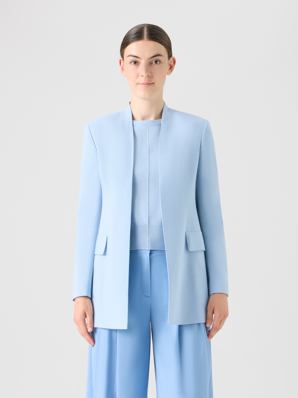 Designer Alvar Cardigan Style Jacket in Wool Double-Face - blue #editorial