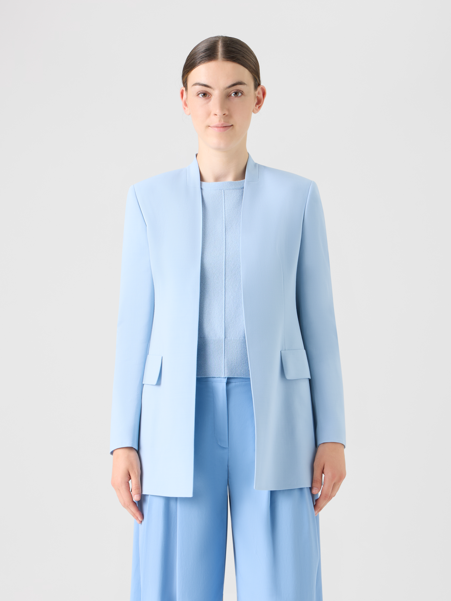Designer Alvar Cardigan Style Jacket in Wool Double-Face - blue 