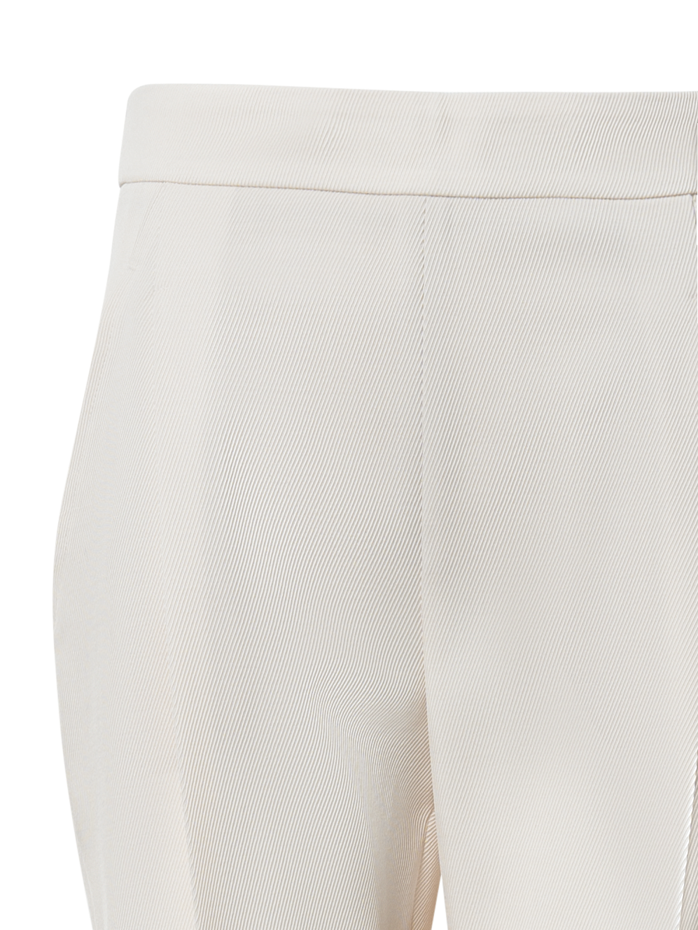 Designer Tapered Pleated Wool Tricotine Slouchy Pants - ecru - white