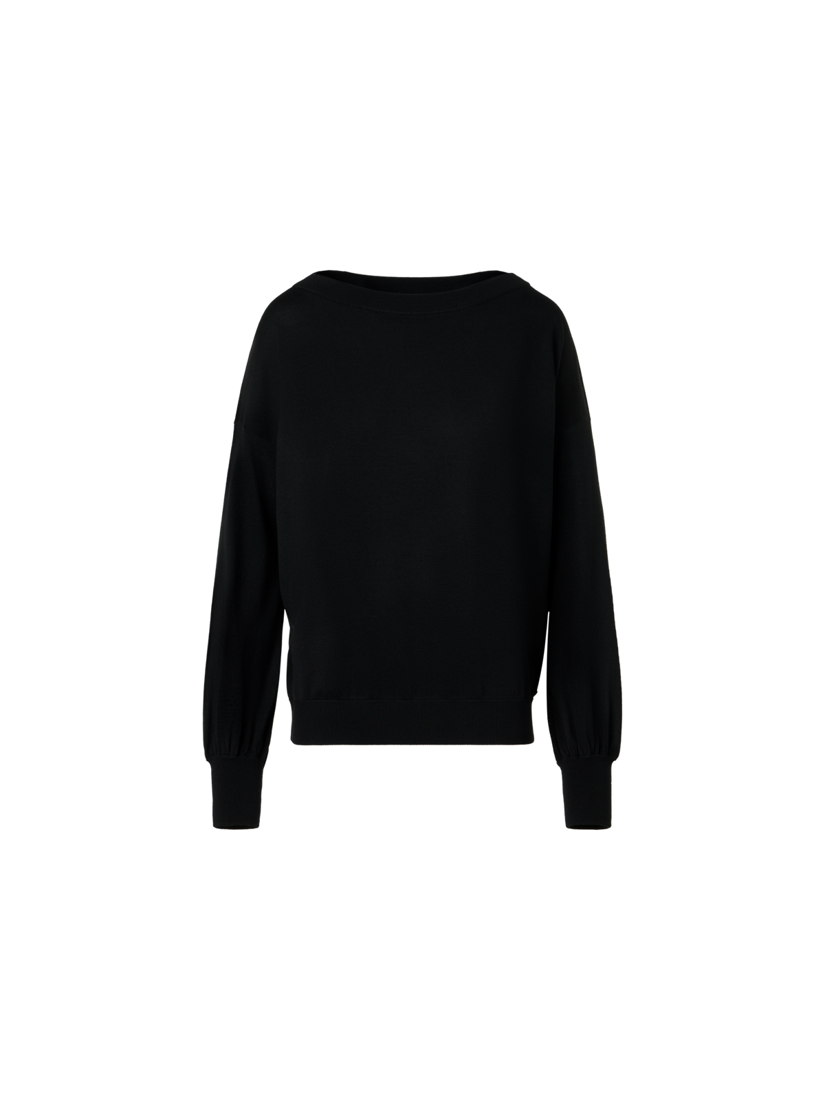 Designer Off-Shoulder Merino Wool Sweater - black